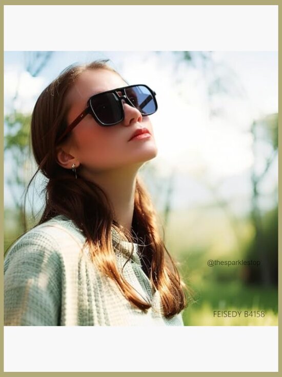 Retro Square Aviator Sunglasses Women Men 70s Vintage Trendy Plastic Frame Sun